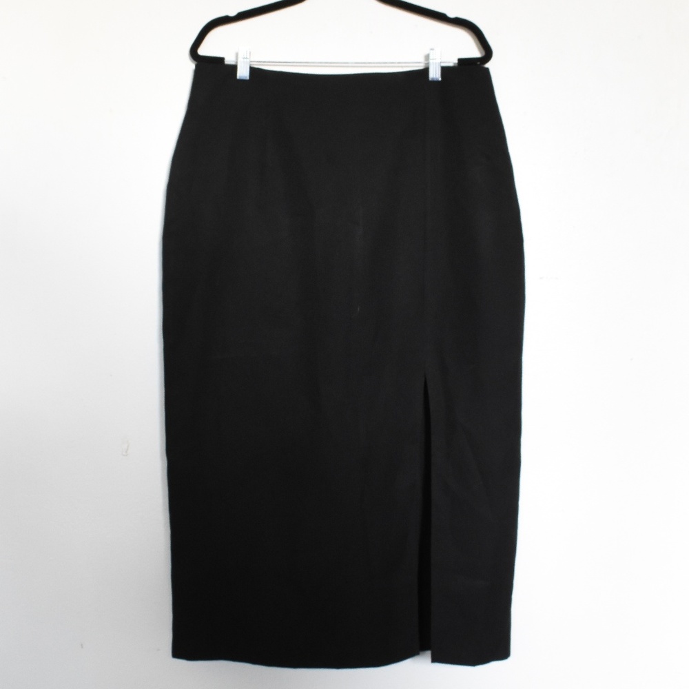 Vintage High Waist Black Skirt with Slit